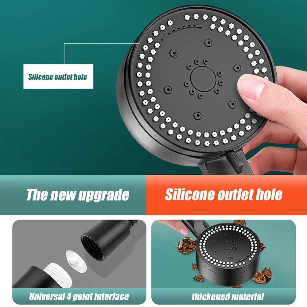 VILOYI 8 Modes Shower Head Adjustable High Pressure Water Saving ShowerHead Portable Handheld Black Bathroom Shower Accessories
