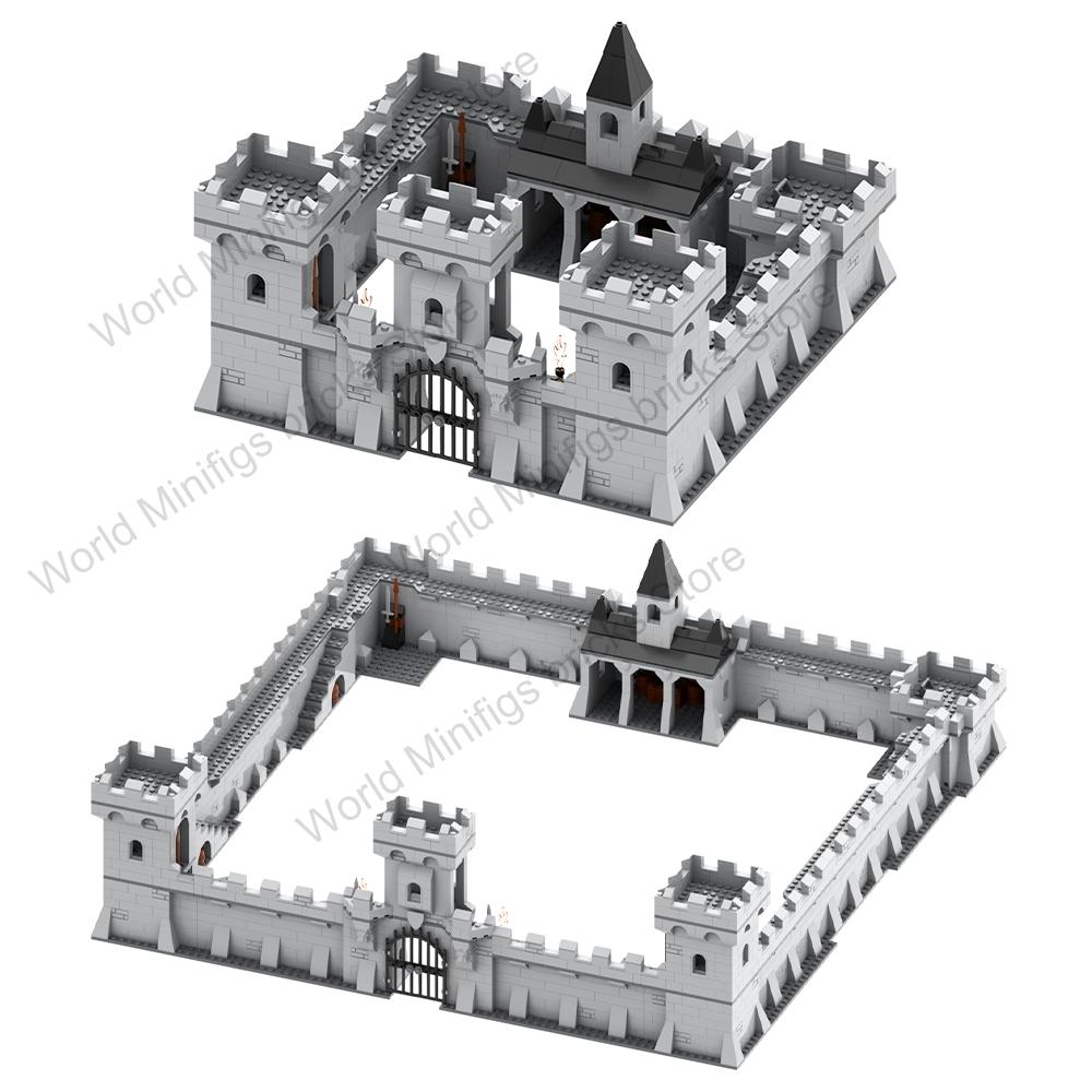 MOOXI MOC Medieval Military Castle Bricks Gate Wall Catapult Ship Building Blocks Set Assembly Toys For Children Adults DIY Gift
