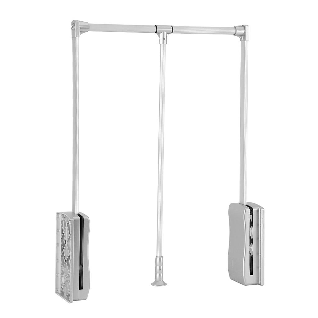 Lift Pull Down Adjustable Width Wardrobe Clothes Hanging Rail Soft Return Space Saving #2