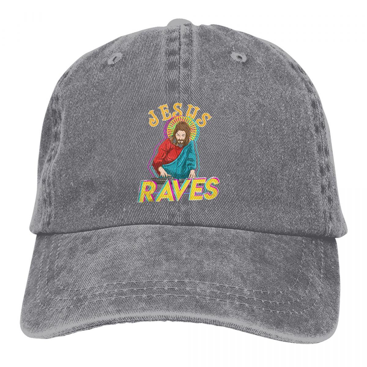 Raves Funny EDM Music Festival Party Christian DJ Gift Tank Top Baseball Cap Unisex Hats Women Visor Protection Snapback Jesus Caps One Size