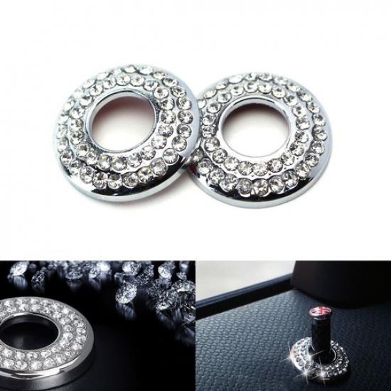 

(2) Bling Crystal Decor Alloy Door Lock Knob Ring Covers For MINI Cooper, etc
