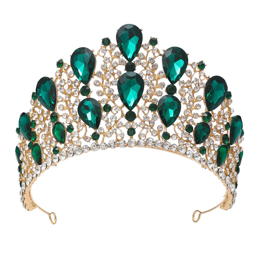 New Fashionable Alloy Rhinestone Red Green Crown Wedding Crown Bride Crown Tiaras