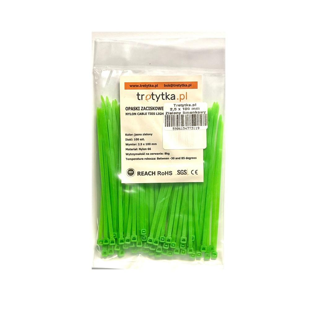 Cable Ties 2.5x100mm Lime Green