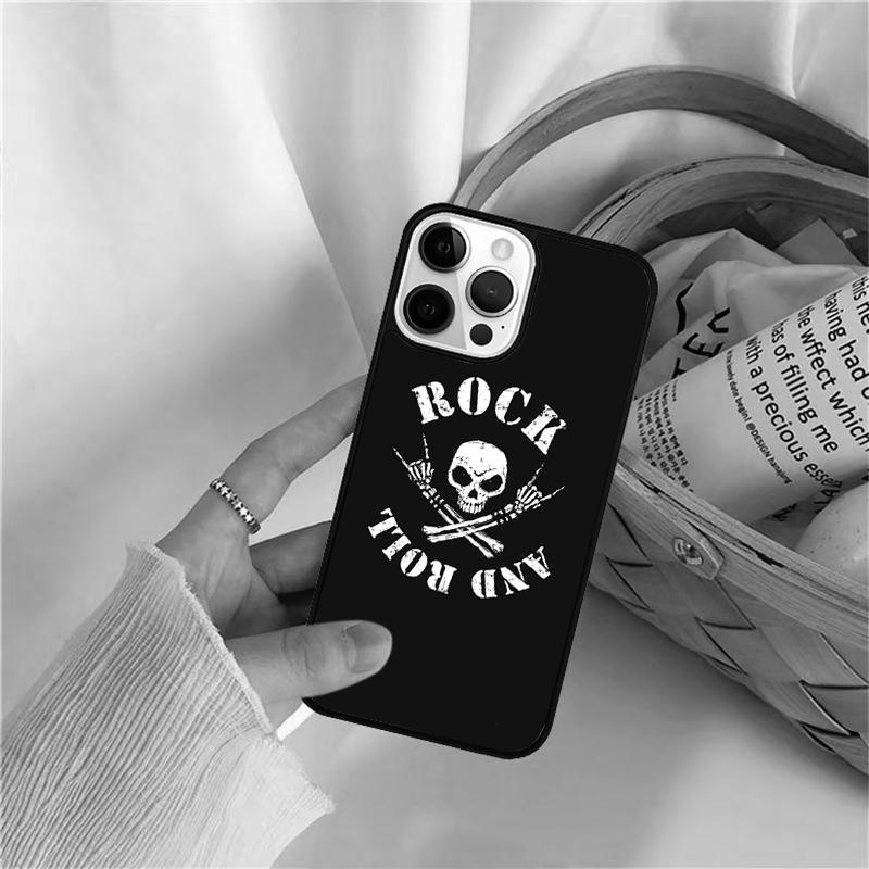 Rock Roll Skull Phone Case For iPhone 17 Air 16 15 14 11 12 13 Pro  MAX Plus coque Cover Shell