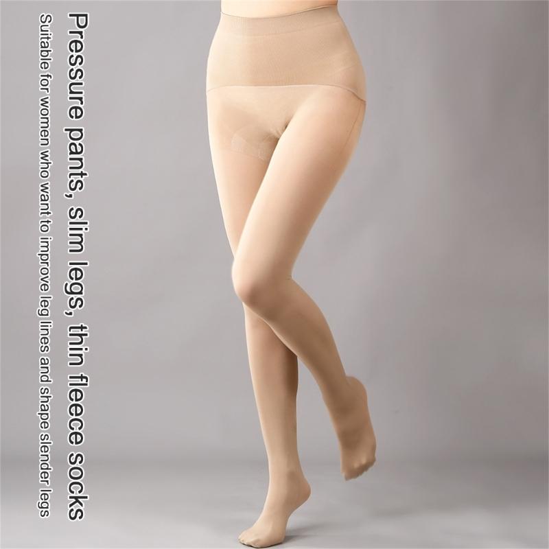 Ladies' Opaque Nylon Tights Hosiery High Waist Tummy Compression Pantyhose Slimming Stockings Leggings with Control Top