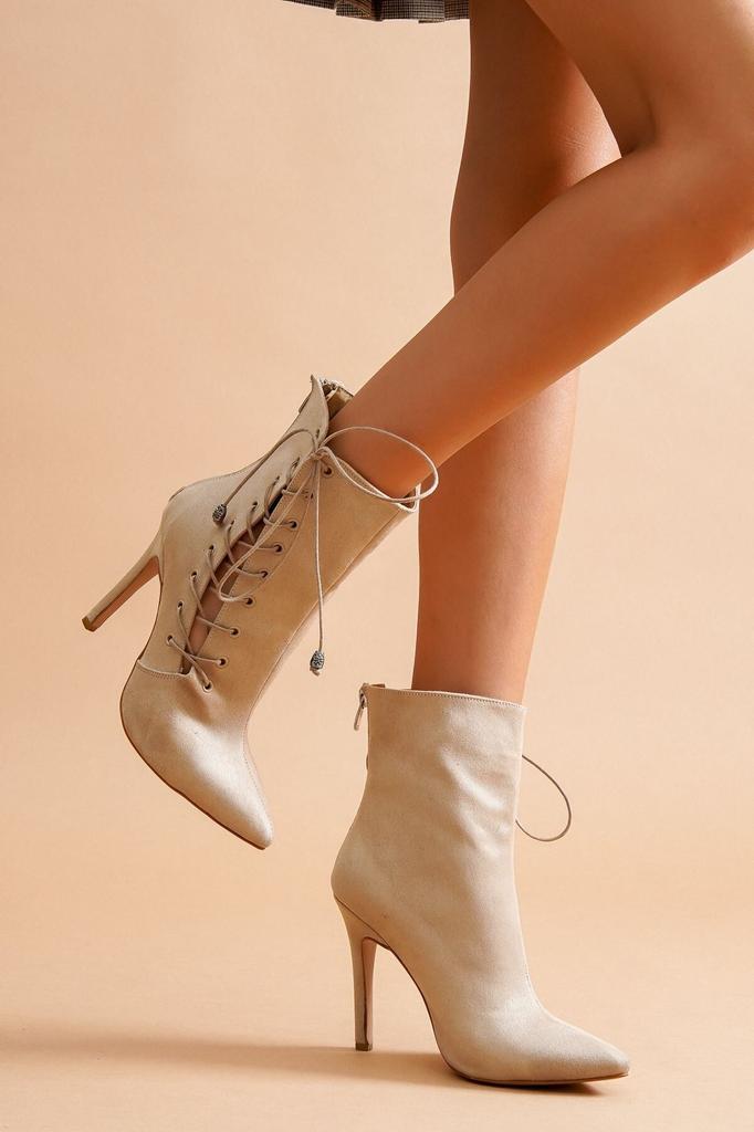 Cizme cu toc înalt cu șireturi externe, stil de modă pentru femei