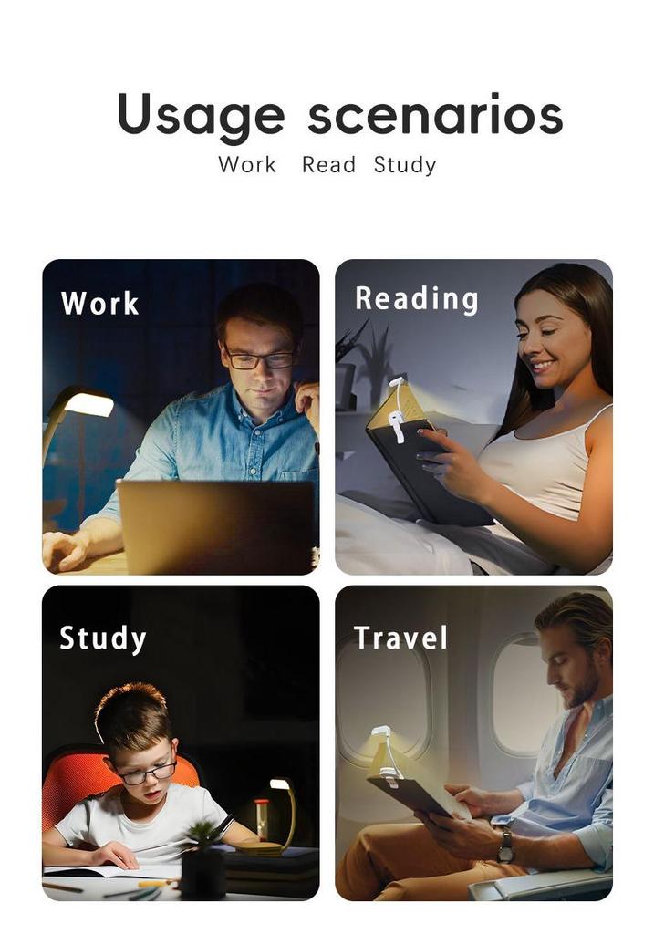 LED Eye Protection Clip-On Reading Light - Portable Mini Study Lamp for Bedside & Dorm.