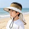 New fashion children's beach outdoor hat boys and girls shawl empty top hat cartoon wide brim summer shading adjustable
