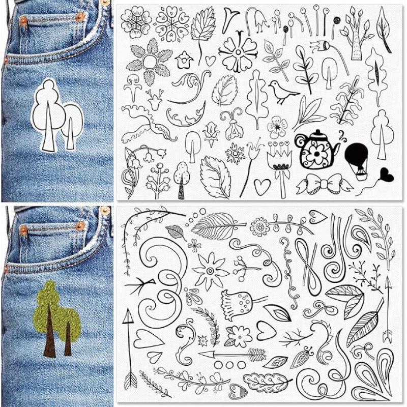 Floral Water-Soluble Non-Woven Fabric Adhesive Embroidery Stabilizer (2 Sheets)