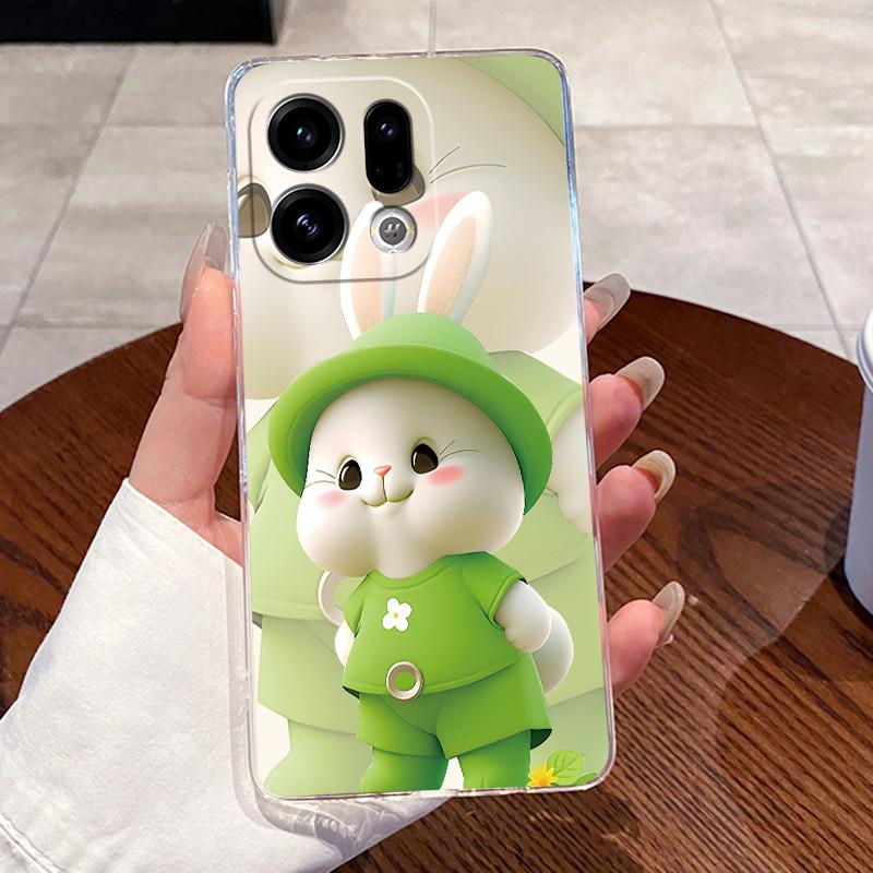 Case For OPPO Find X9 Pro 5G Clear Luxury Cute Love Rabbit Funny Slim Soft TPU Silicone Cover For OPPO FindX9 X9Pro Phone Case