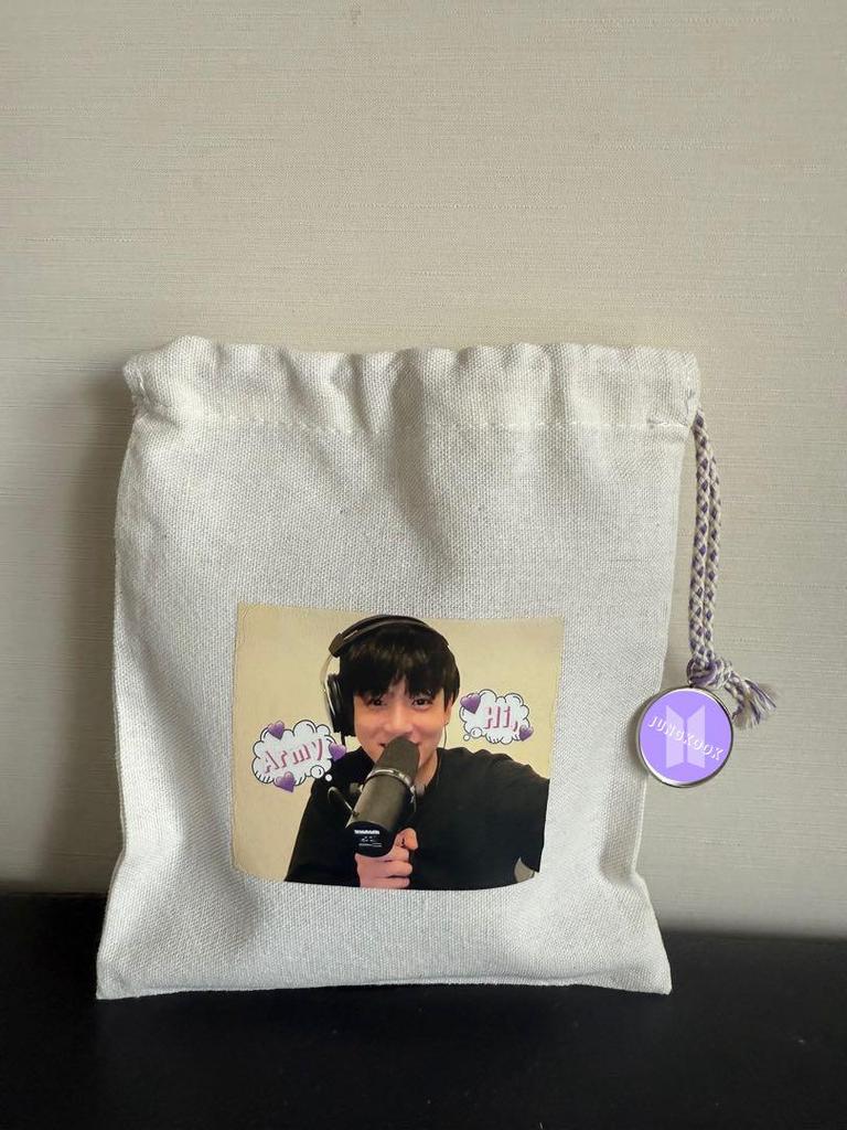 [USED] BTS Jungkook JK Drawstring Bag Single Rope Type