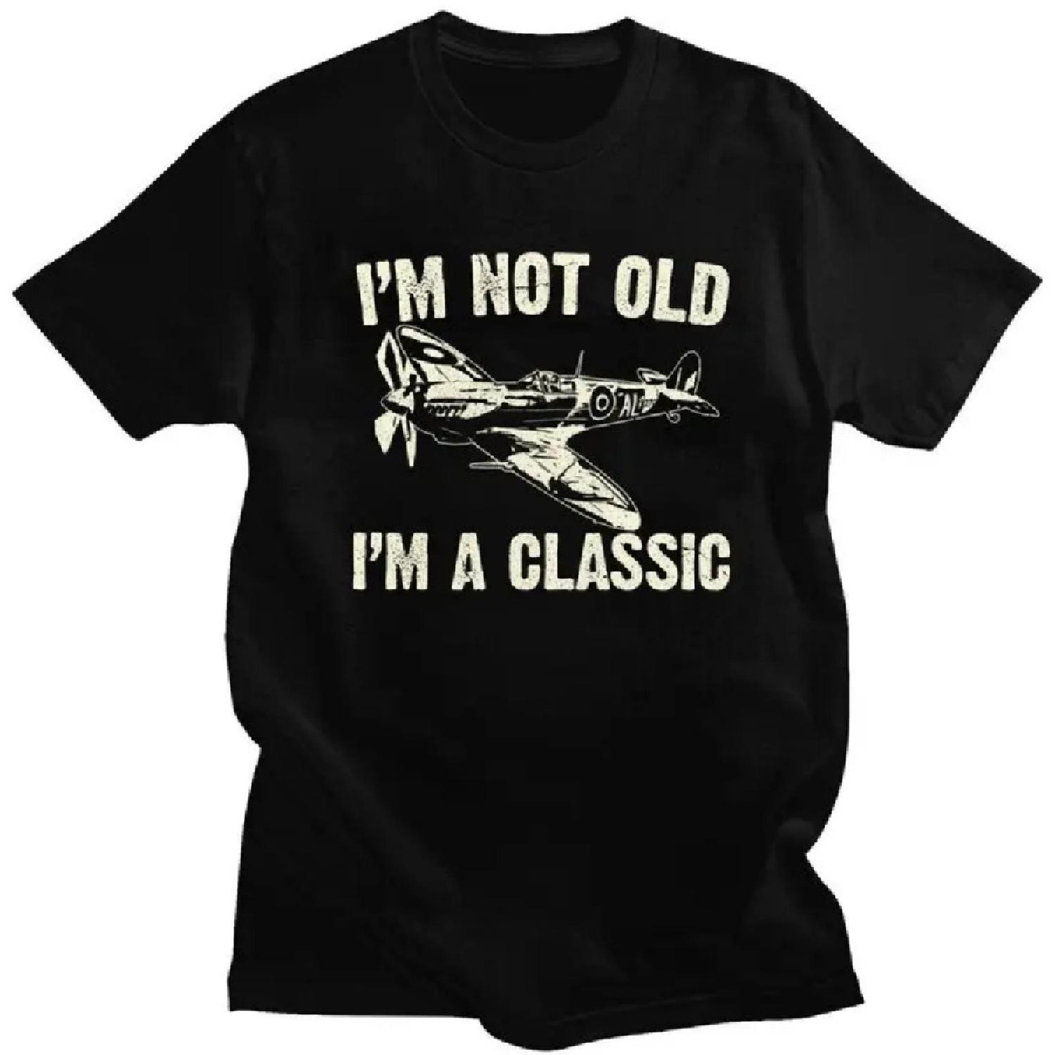 

Custom Men s Airplane Aircraft Plane Spitfire T Shirts Short Sleeved Cotton Tshirts T-shirt Fighter Plane WW2 War Pilot Tees S