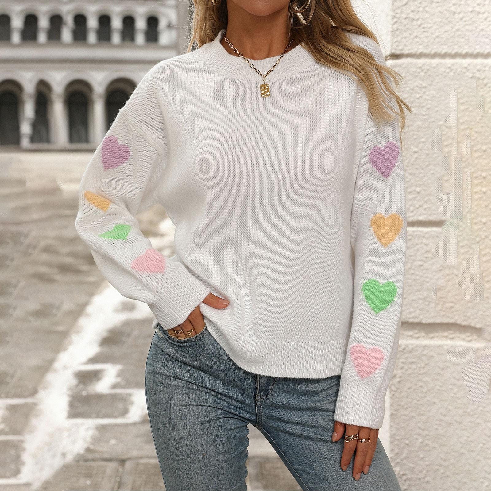 

Женский модный однотонный свитер со свободным сердцем, темпераментный женский вязаный кардиган M белый