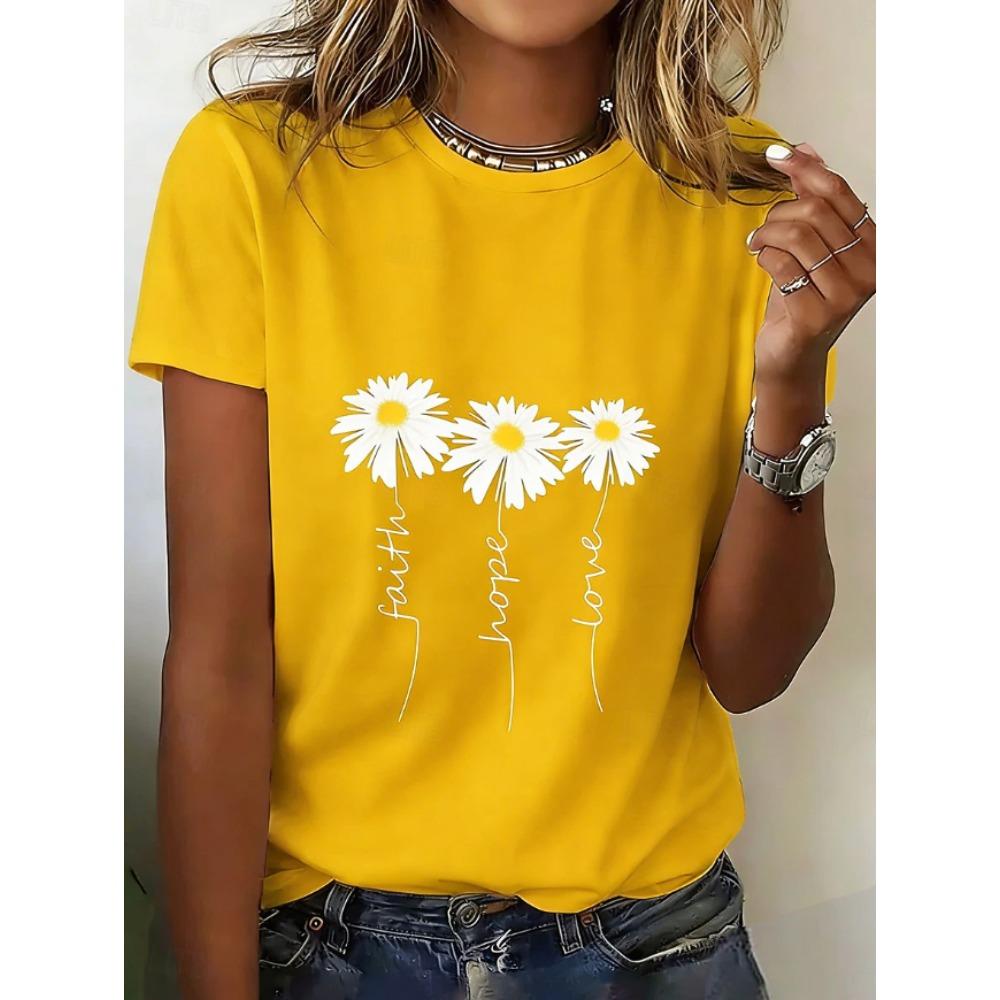 Fashion Women Retro Creative Flower Pattern Print T Shirt Funny Casual O-neck Short Sleeves T-shirt Summer Female Tee Shirt
