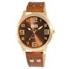 Montre - QBOS - QB0029 - Marron Doré - Quartz - Bracelet Simili Cuir 22 Mm