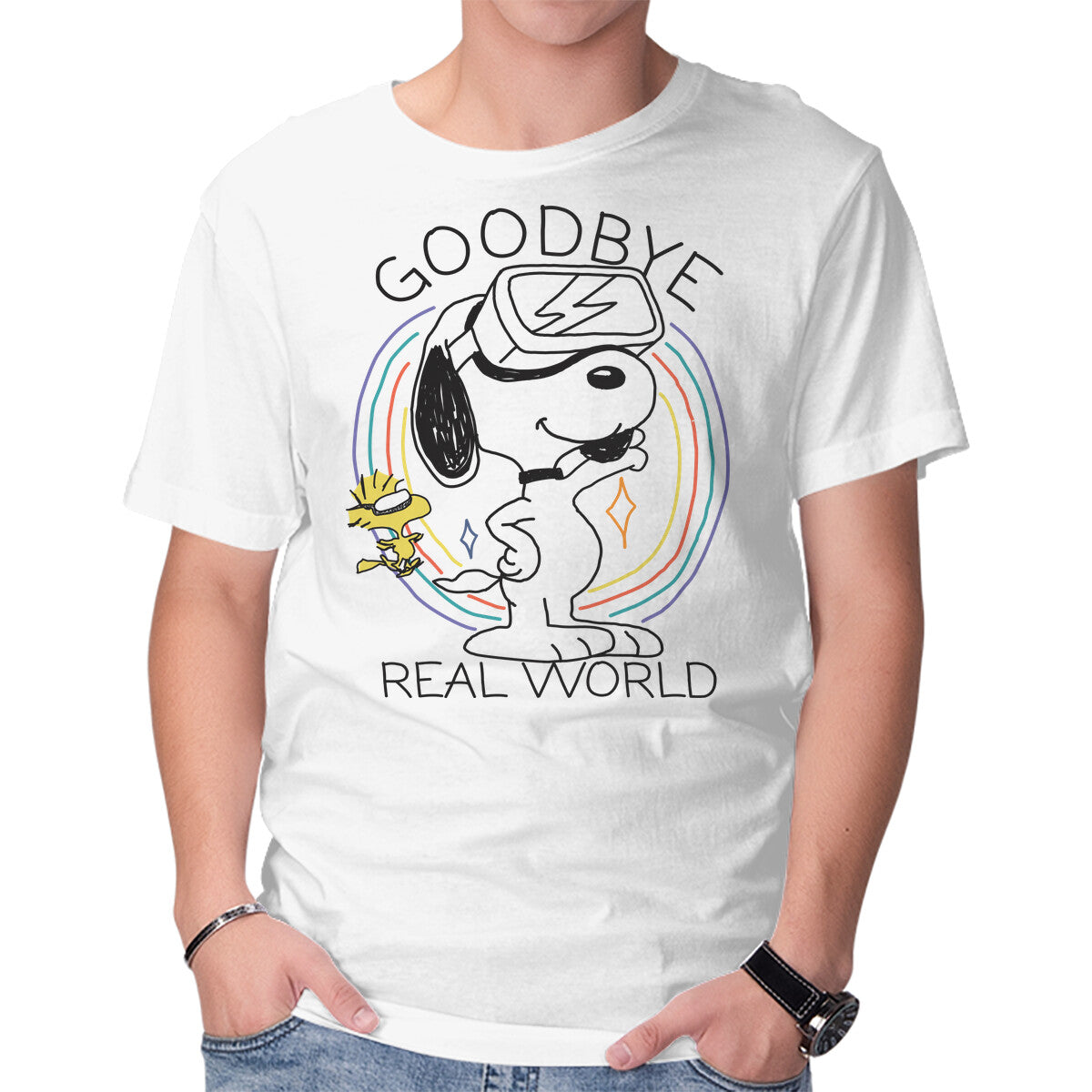 Unisex Crew Neck T-Shirt Goodbye Real World Graphic Short Sleeve Casual Tee XXXL