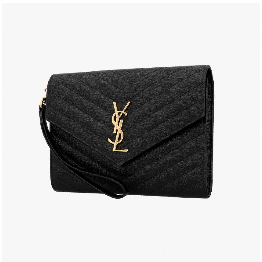 Saint Laurent Cassandra Monogram Matelassé Steppung Gold Clutch Tasche Bow01 1000