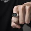 Silver Colored Ring Men's Cuban Chain Personalized Design Open Ring Versatile High-end Jewelry