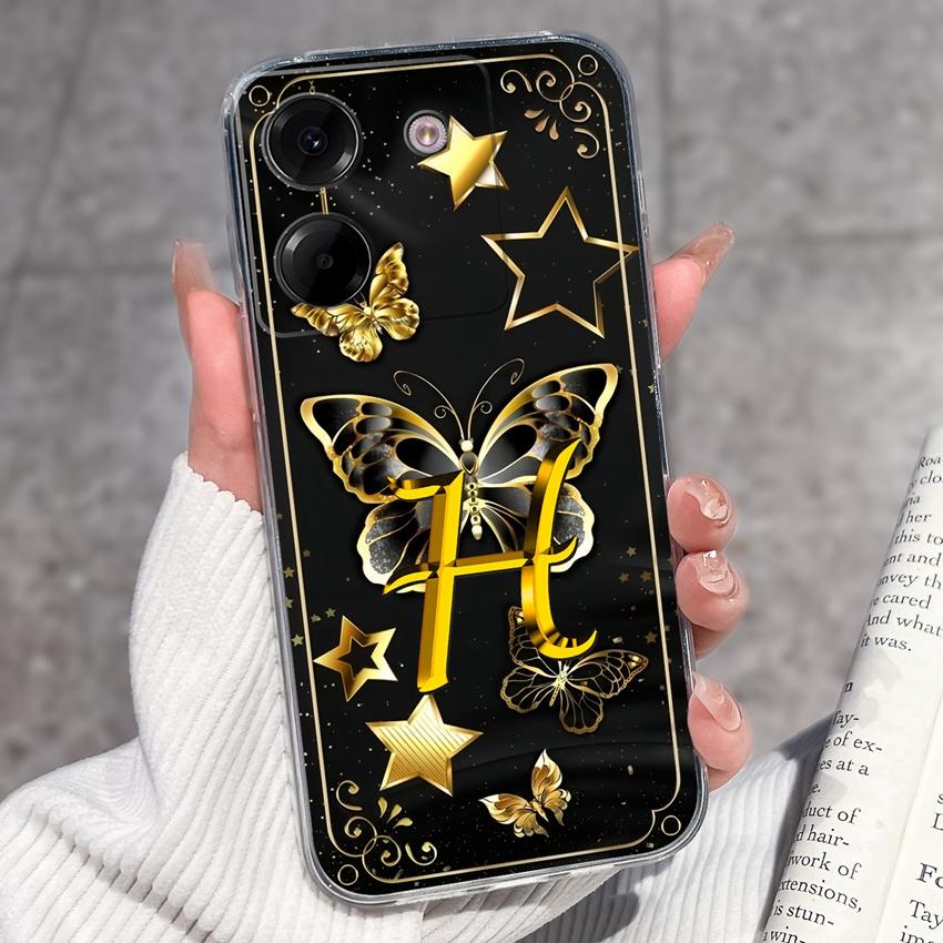 Clear Back Cover For Xiaomi Poco M7 M8 M6 M4 F5 Pro M5 F4 F3 Civi 1S M6 Plus Fashion Soft TPU Silicone Phone Case For Xiaomi Cute Letter Bumper Casing