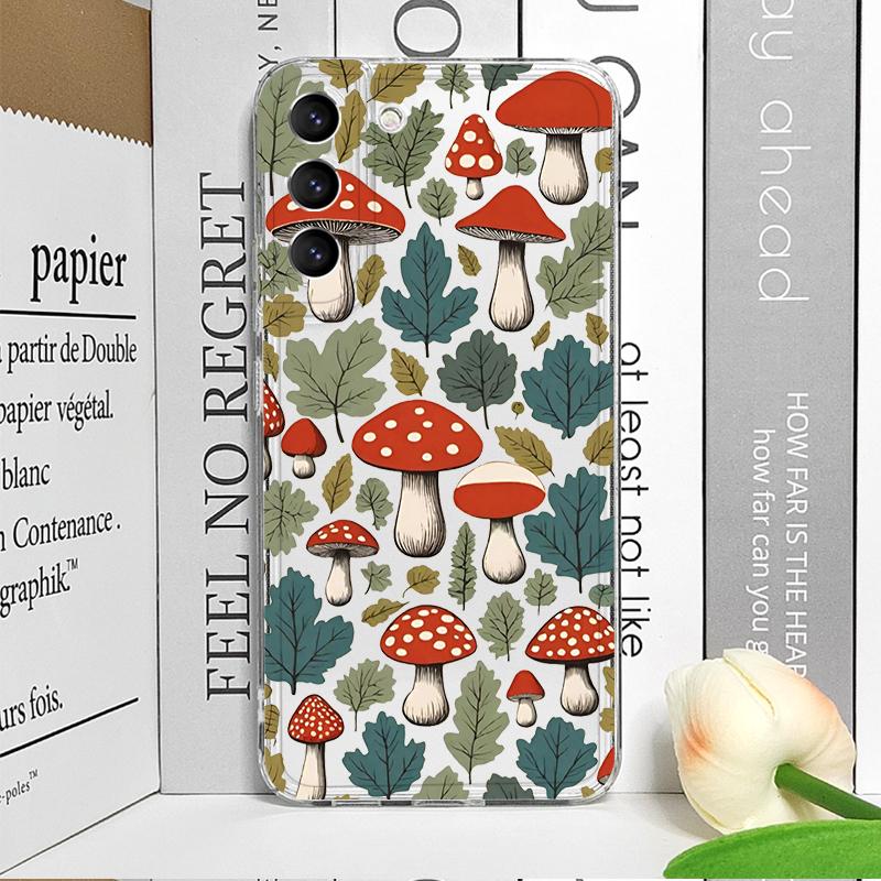 Cute Cartoon Frog Mushroom Phone Case for Samsung Galaxy S25 S24 S23 S22 Ultra S21 Plus S20 FE A55 Shockproof Clear Soft Covers