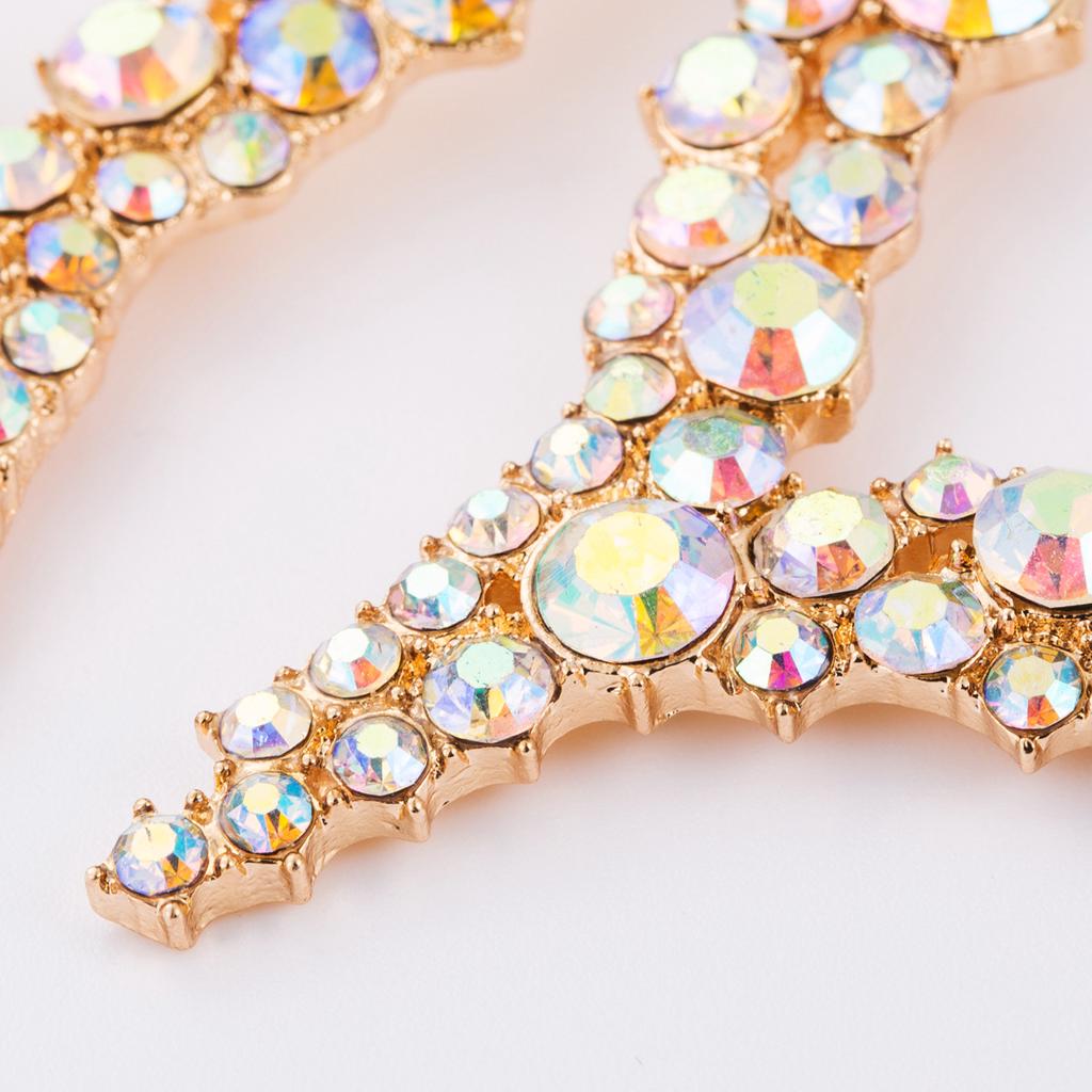 Love Earrings Female Heart-shaped Rhinestones Super Flash Big Earrings Personality Dinner Earrings