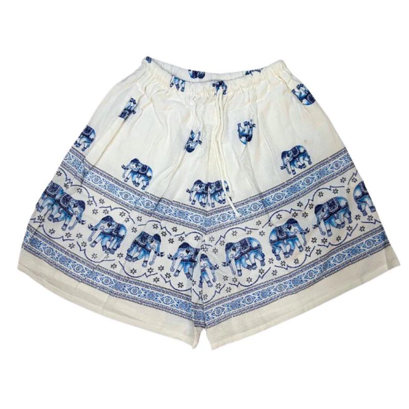 Cotton Elephant Pants Pattern Boxing Muay Thai Shorts Training Kickboxing Print Quick Dry Martial Art Boxer Unisex Men Women Fitness Sport Gym Workout