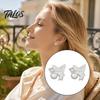 Versatile Alloy Earrings 1 Pair Butterfly Stud for Women, Sparkly Rhinestone Faux Pearl French Style Earrings, Glitter Cubic Zirconia Jewelry