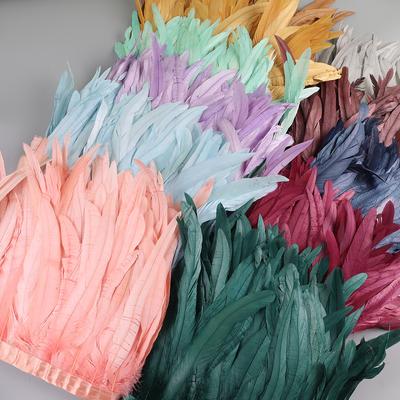 25-30cm Rooster Feather Trimming Chicken Feathers Trims Rooster Tail Feather Ribbon Dress Skirt Costume Carnival Decoration