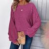 Maglione Casual Comodo a Girocollo a Manica Lunga Autunno Inverno Lavorato a Maglia per Donna Top