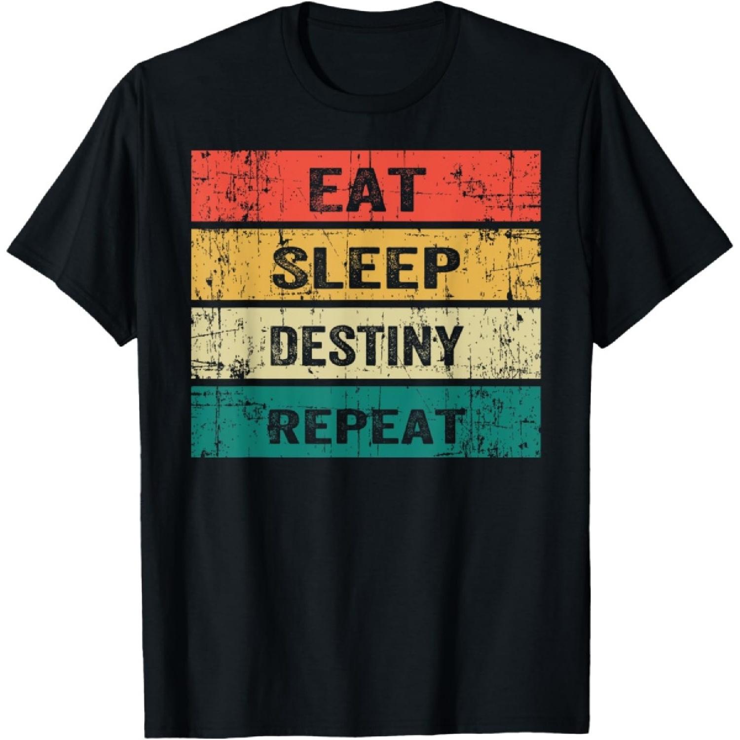 Eat Sleep Destiny Repeat Vintage Funny Destiny T-Shirt S чёрный