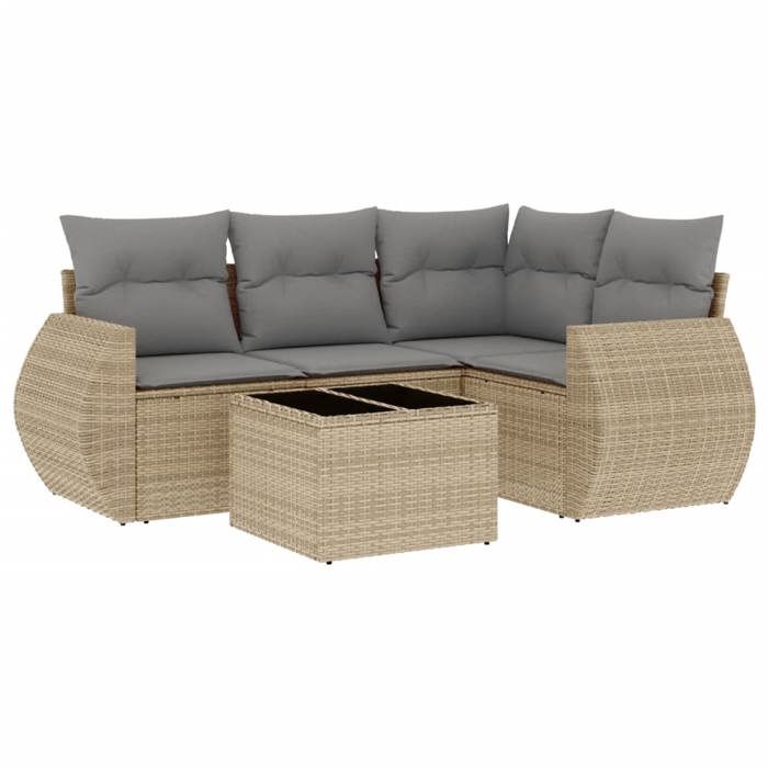 VidaXL Garden Lounge Set with Cushions 5 Pcs, Patio Sofas, Patio Furniture Set, Outdoor Furniture, Beige 3221318