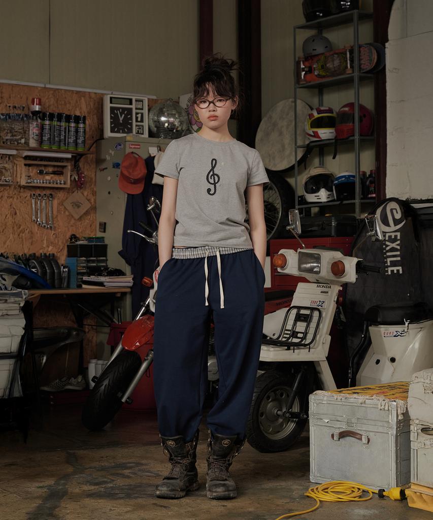 Okkitteu Two-Way Check Pants Navy