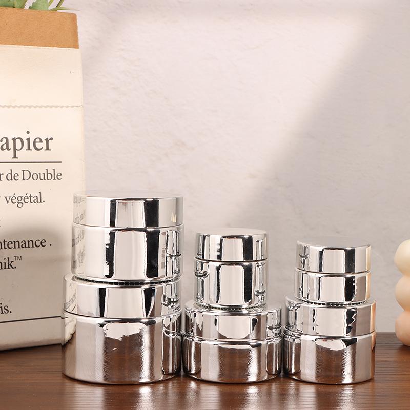 Cosmetic Jar 5-50G Face Cream Glass Bottle Silver Cream Jar Cosmetic Container Empty Nail Glue Jar Travel Makeup Container