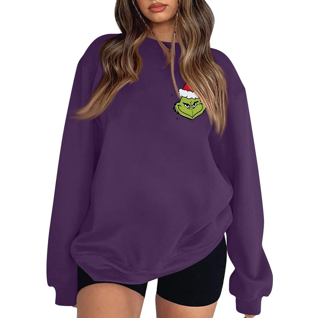Ladies Fashion Casual Long Sleeve Printed Crew-Neck Hooded Sweatshirt