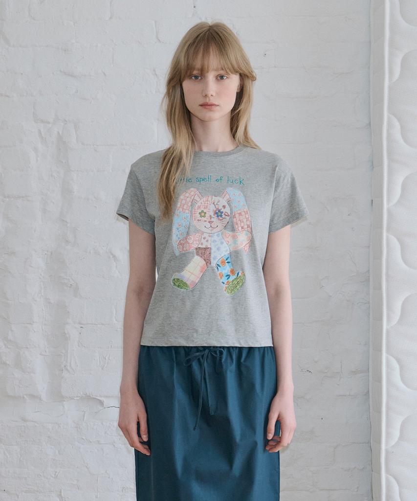 SINOON Patchwork Rabbit T-Shirt (Melange Gray)
