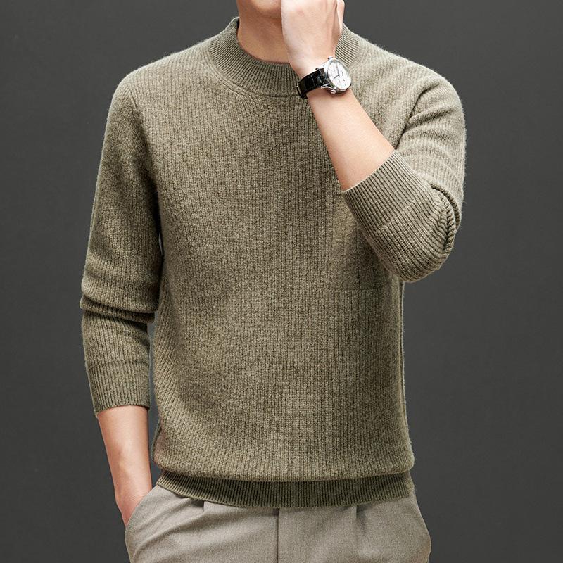 Men's 2025 Winter Wool Sweater: Fashionable Korean Style, Loose Fit, Thickened Round Neck for Middle-Aged and Young Men.