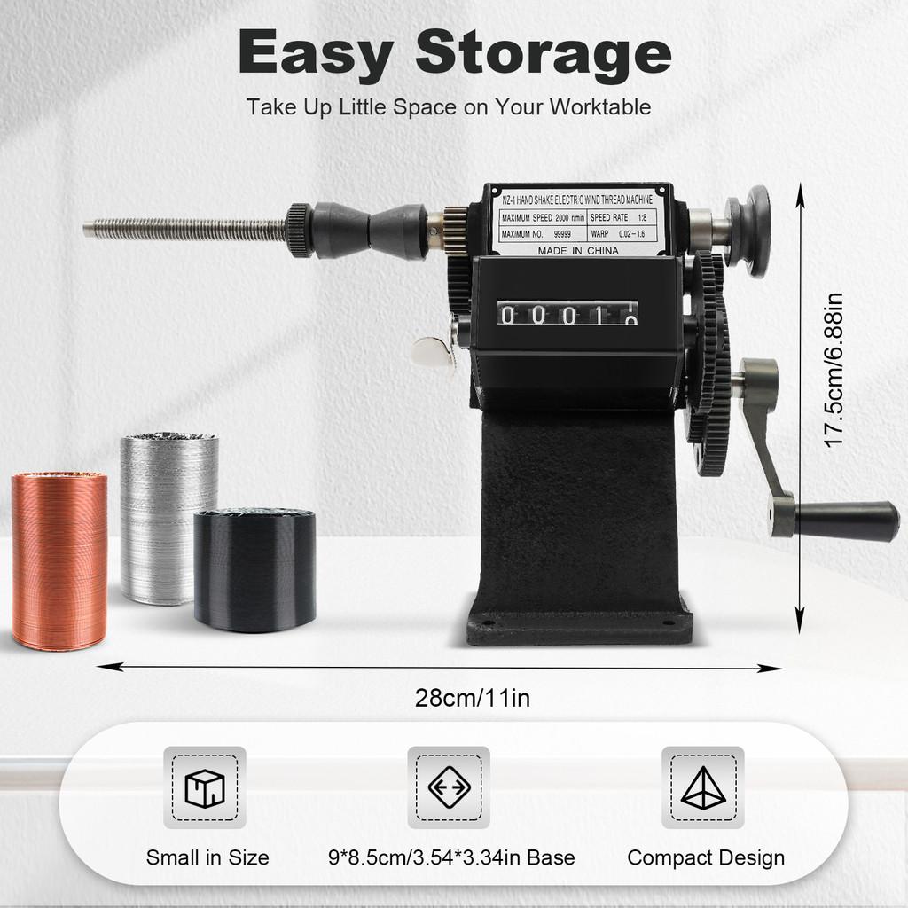 0.02-2.6mm Multifunctional Hand Crank Electric Coil Counter Winder Coil Winder Wires 0-99999 Manual Counting Winding Machine