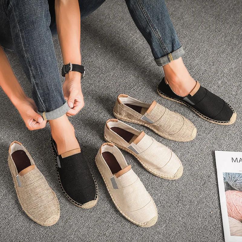 Scarpe da uomo di alta qualità, casual, traspiranti, in tela, alla moda cinese, morbide espadrillas da uomo, mocassini.