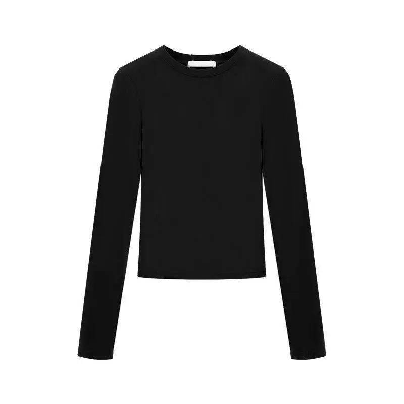 Women s Round Neck Slim Fit Pullover T-shirt - Fashionable, Versatile, Short Top Extra Large чёрный