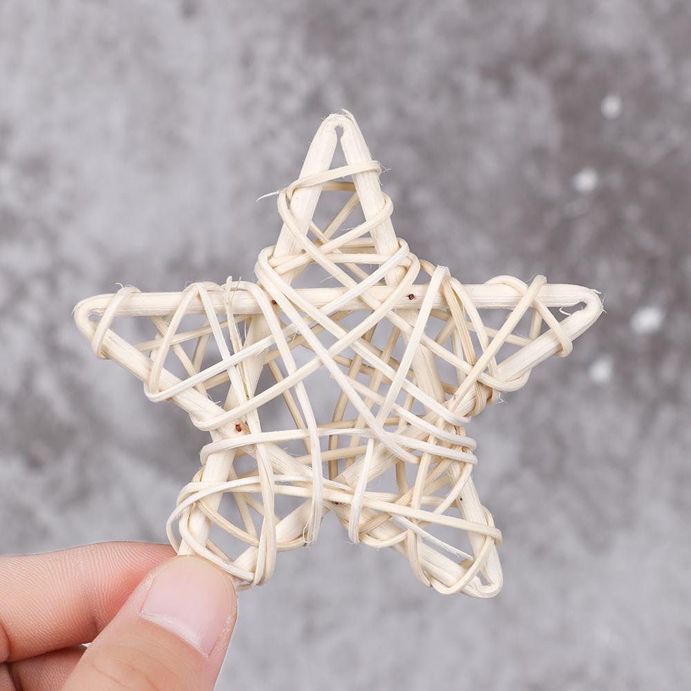 White Rattan Star Christmas Decoration Woven Wreaths DIY Handicraft Home Ornaments Wedding Party Supplies Indonesian Vine