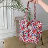 New tote bag large capacity foreign style floral canvas shoulder bag portable girl student shopping bag