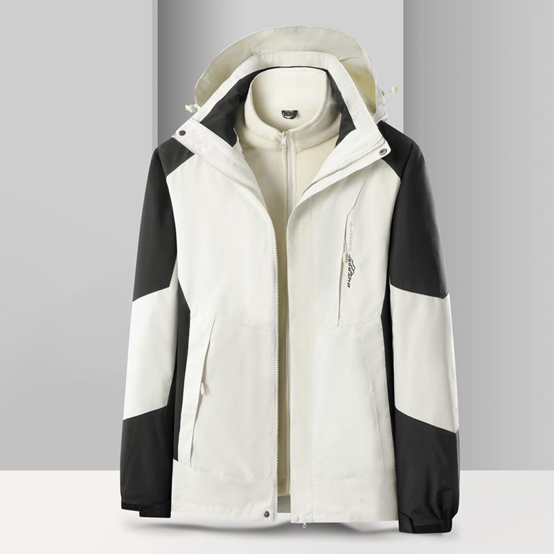 Unisex 3-in-1 Fleece-Lined Jacket Set, Detachable and Customizable with Logo