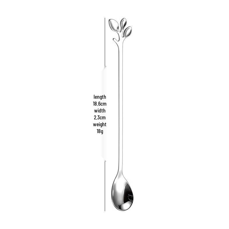 ZISIZ Stainless Steel Leaf Long-Handle Spoon