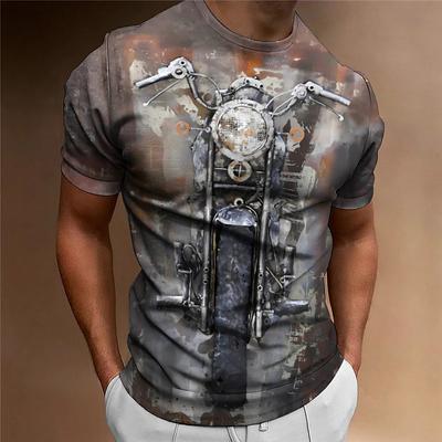 Vintage Motorbike T-shirt Mannen 3D Gedrukt Biker Tees Klassiek Patroon Korte Mouwen Brief Tops Herenkleding Casual Streetwear