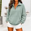 Women S Half Zip Polo Neck Loose Long Sleeve Pullover Sweatshirt