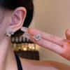 Korean sweet temperament exquisite zircon love stud earrings light luxury niche fashion versatile temperament peach heart earrings earrings