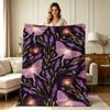 Soft Flannel Blanket with Lavender Moth Floral Print All Season Warm Cozy Throw Blanket for Couch Sofa Bed Office Living Room Home Decorative Lightwei