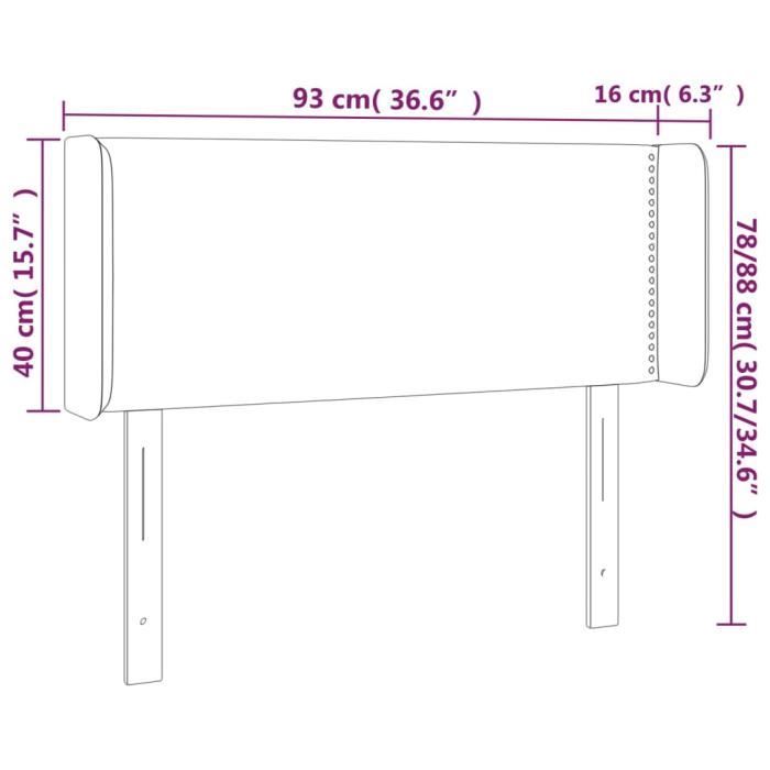 VidaXL Tête de lit avec oreilles Noir 93x16x78-88 cm Similicuir3118706