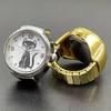 Round Finger Ring Watch Gold Cat Dial Clock Punk Quartz Watch  Clothes Accessories