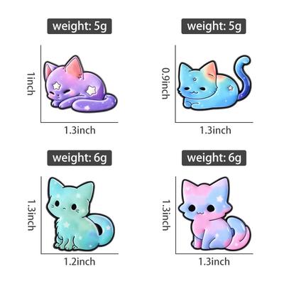 Sternenkatze UV-Druck Pins Cartoon Kätzchen Niedliche Broschen Revers Anstecknadeln Kleidung Lustiger Tier Schmuck Geschenk für Freunde